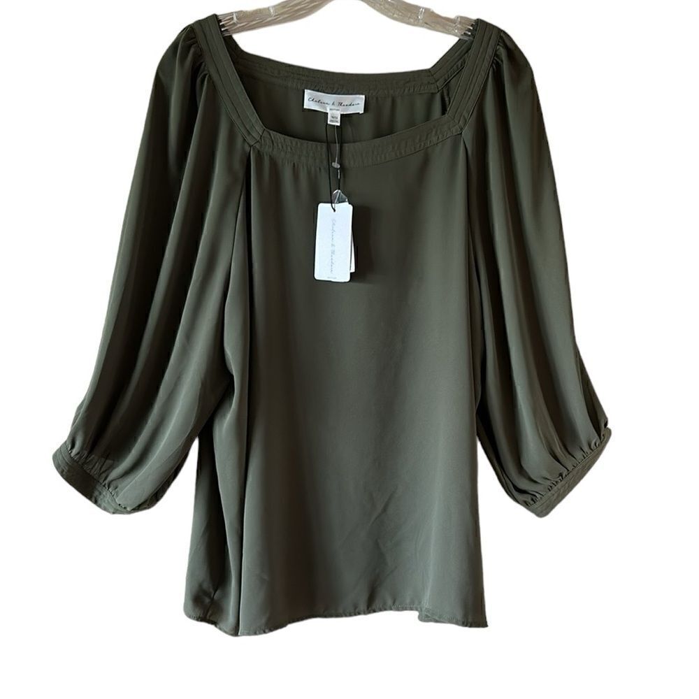 NEW Chelsea & Theodore Olive Green Top